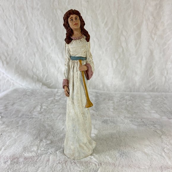 TNT 1993 Item 3531 Painted finished Pecan Resin Angel with Horn - Picture 1 of 10